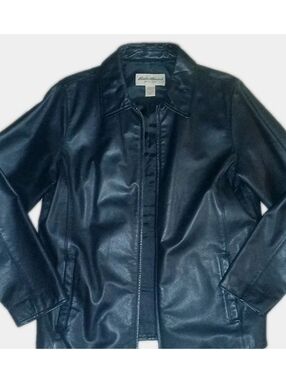 Vintage Eddie Bauer Black Leather Zip-Front Jacket